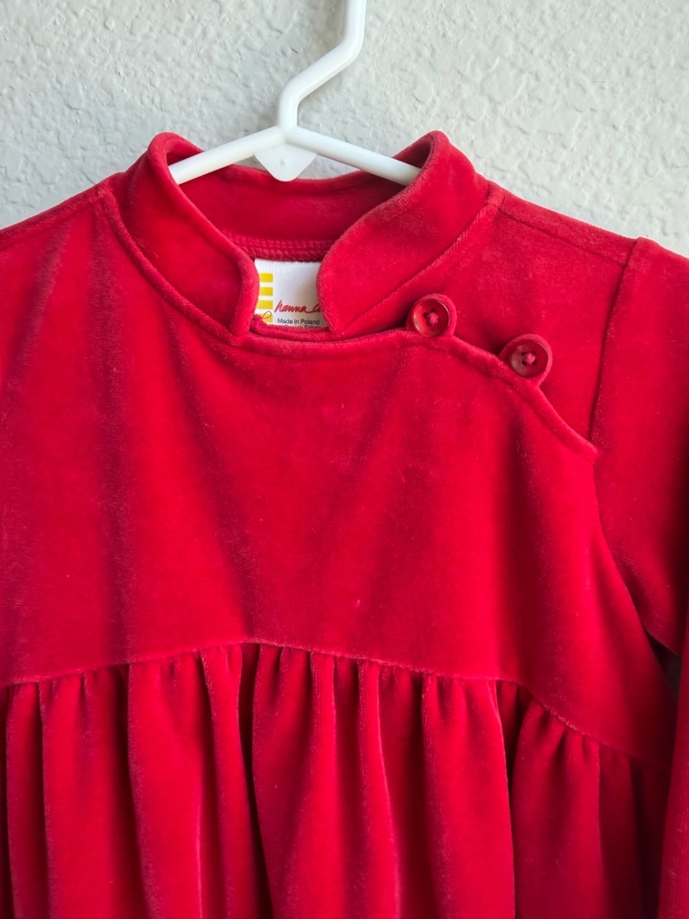 Hanna Andersson Red Velvet Long Sleeve Play Dress - Picture 3 of 4